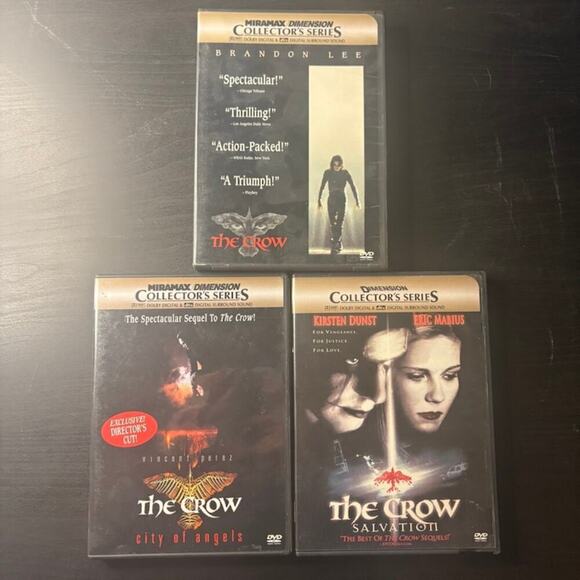 Dimensions Other - Lot of 3 The Crow DVD - The Crow, City of Angels, Salvation